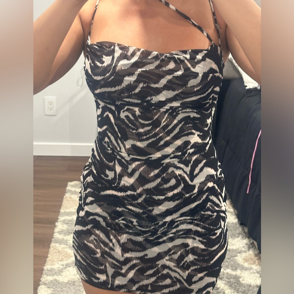 Zebra mesh dress